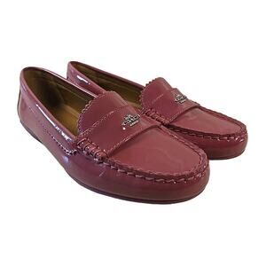 COACH Womens Odette Patent Rouge Casual Loafer Shoe Size 6 Signature Logo Pink